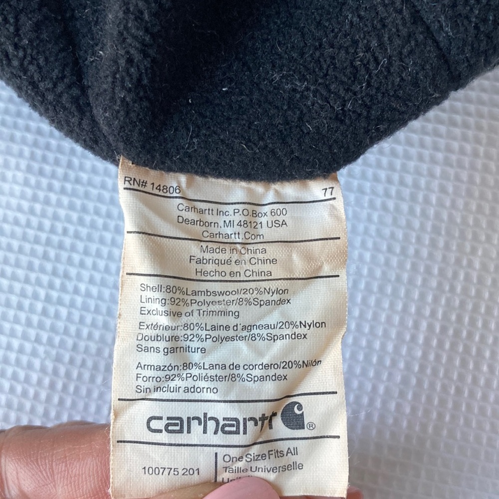 Carhartt brown beanie with fleece lining and brand's logo patch on the front OS - Picture 4 of 6